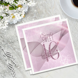 Sparkling Swirls Sweet Sixteen Orchid Pink ID652 Napkin