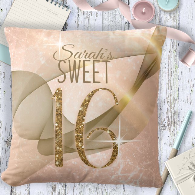 Sparkling Swirls Sweet Sixteen Rose Gold ID652 Cushion (Creator Uploaded)