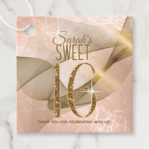 Sparkling Swirls Sweet Sixteen Rose Gold ID652 Favour Tags