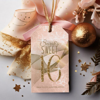 Sparkling Swirls Sweet Sixteen Rose Gold ID652 Gift Tags