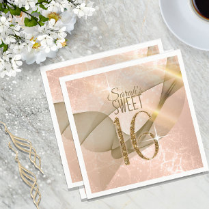 Sparkling Swirls Sweet Sixteen Rose Gold ID652 Napkin