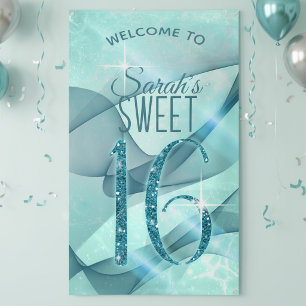 Sparkling Swirls Sweet Sixteen Teal ID652 Banner