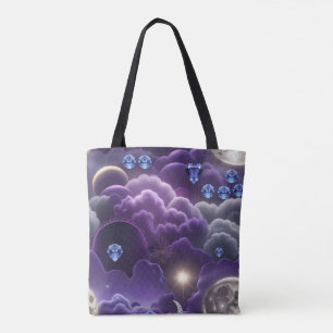 Sparkling Tanzanite Diamond Lunar Phases Tote Bag