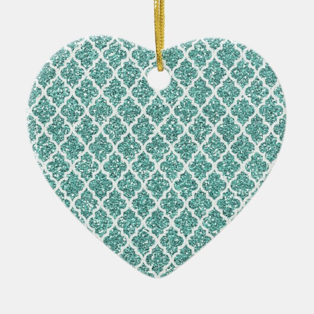 Sparkling Teal Ceramic Tree Decoration (Front)