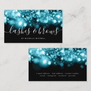 Sparkling Teal Lights Lashes & Brows Business Card