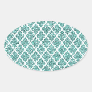 Sparkling Teal Oval Sticker