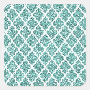 Sparkling Teal Square Sticker