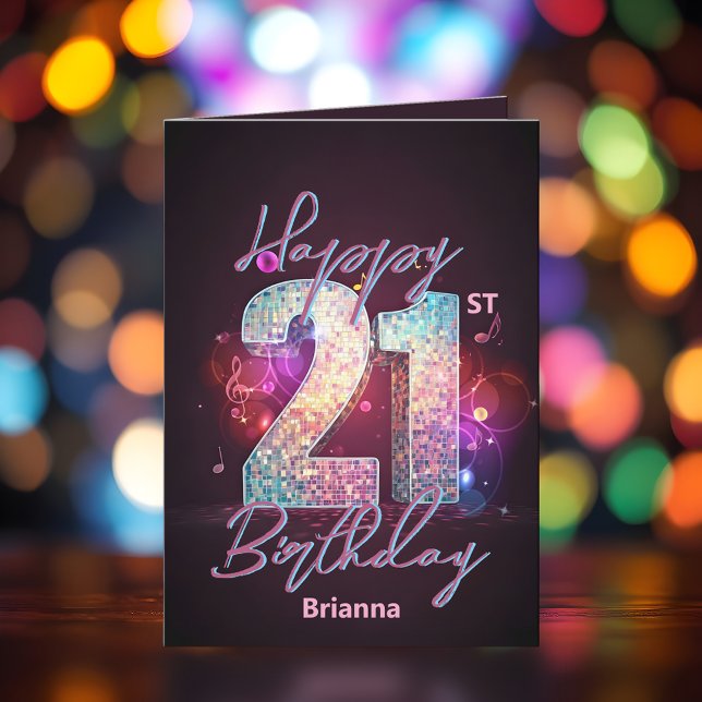 Sparkling Trendy Chic Disco Dance 21st Birthday Card (Creator Uploaded)