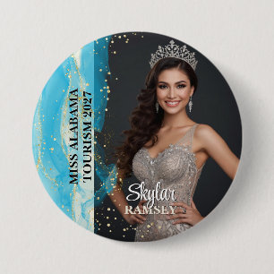 Sparkling Turquoise Pageant Photo Button