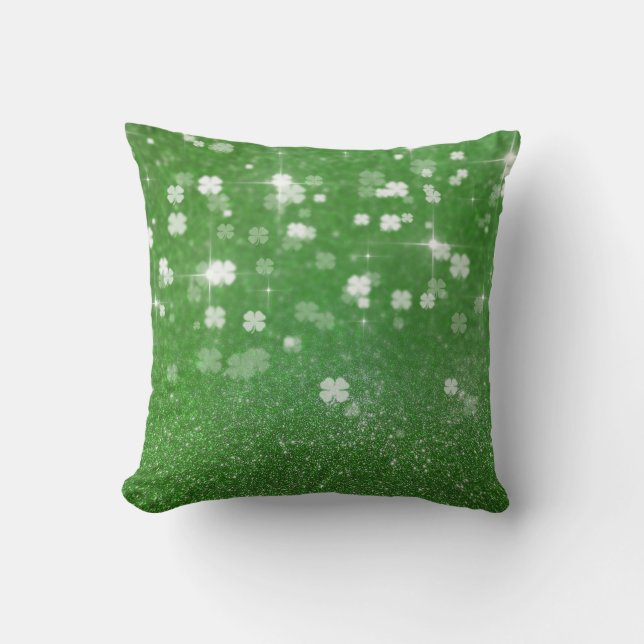 Sparkling Twinkle Glitter Clover - Pillow (Front)
