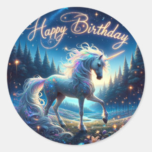 Sparkling Unicorn Birthday Stickers