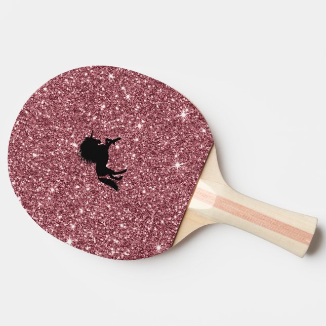 sparkling unicorn pink ping pong paddle (Side)