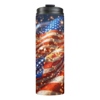 Sparkling USA Flag 4th of July Independence Day Thermal Tumbler