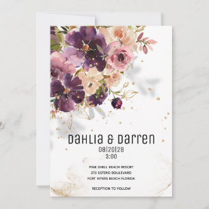 Sparkling Violet & Mauve Wedding Invitation