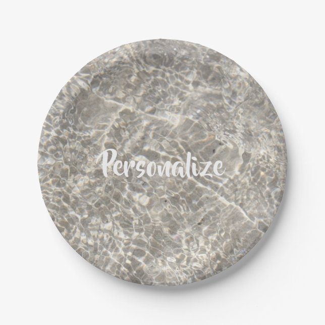 Sparkling water beach sand paper plate (Front)