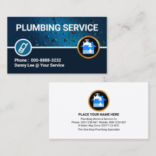 Sparkling Water Drop Plumbing Business Card
