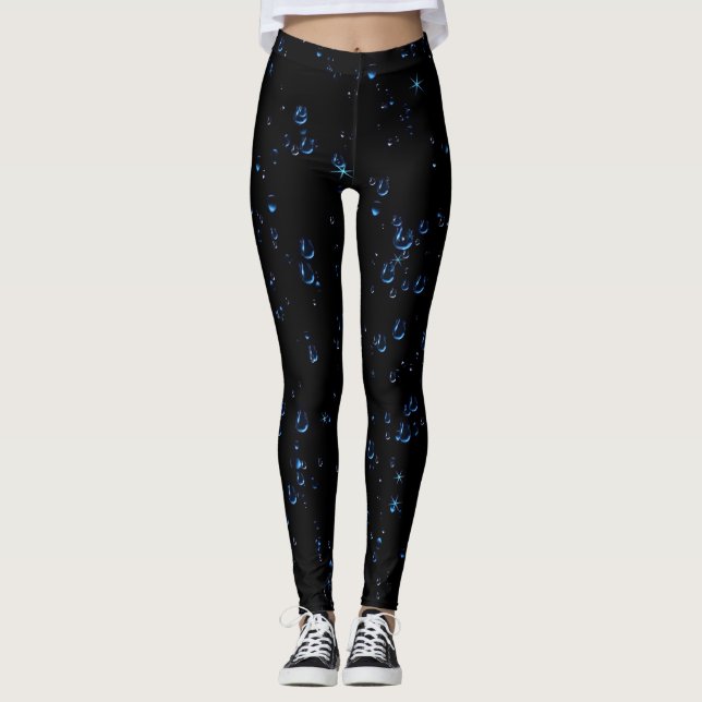 Sparkling Water Drops Dark Color Leggings (Front)