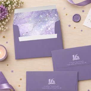 Sparkling Watercolor Sweet 16 Dk Violet ID1333 Envelope