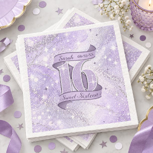 Sparkling Watercolor Sweet 16 Violet ID1333 ID1333 Napkin