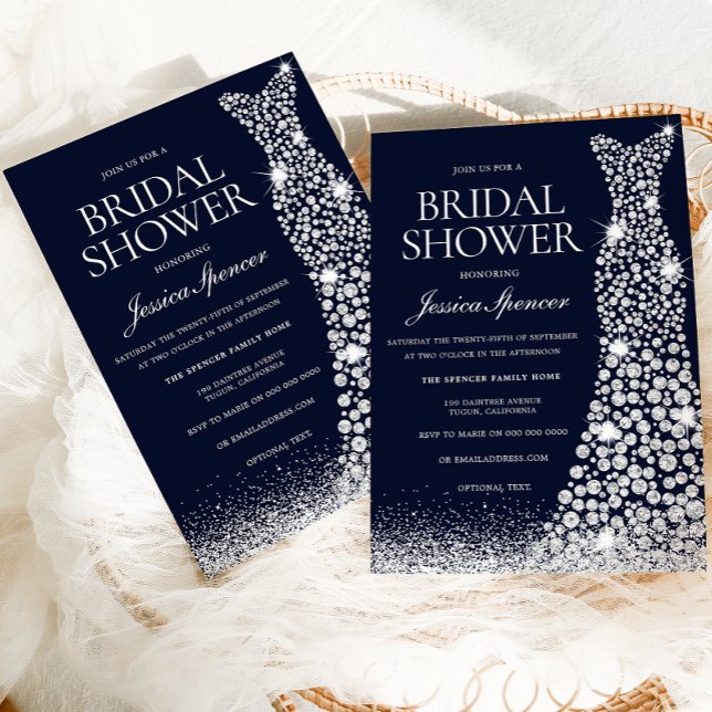 Sparkling White Wedding Dress Bridal Shower Invitation (Creator Uploaded)