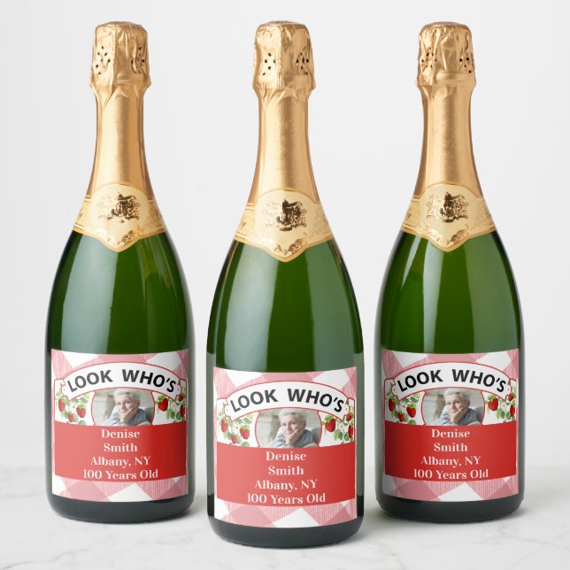 Sparkling Wine 100th Birthday Labels-Customisable Sparkling Wine Label (Bottles)