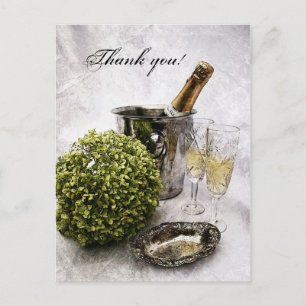 Sparkling wine and crystal goblets - thank you! postcard