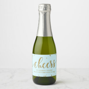 Sparkling Wine and Gold Glitter Cheers 40th Birthd Label