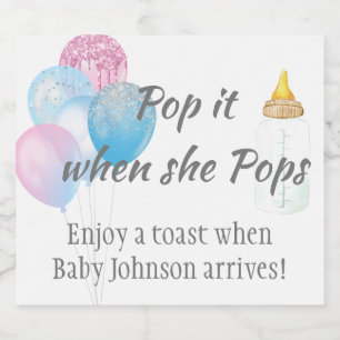 Sparkling Wine Baby Shower Toast Personalised Ball Label