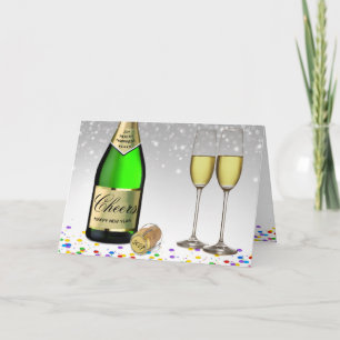 Sparkling Wine Bottle Happy New Year 2027 Holiday Card