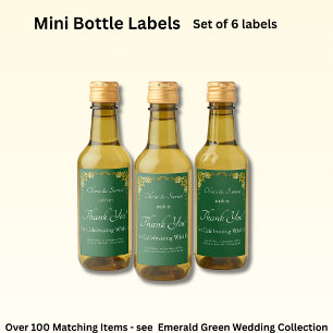 Sparkling Wine Bottle Labels, Emerald Green & Gold Wine Label