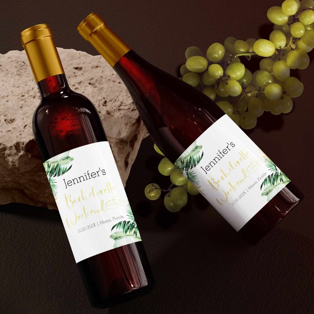 Sparkling Wine Labels | Tropical Bachelorette (Creator Uploaded)