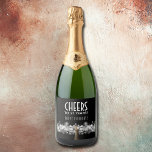 Sparkling Wine on Black Sparkling Wine Label<br><div class="desc">Cheers to 21 Years and Happy Birthday on a black background accent these sparkling wine bottle labels that feature the top of a sparkling wine bottle,  a sparkler and blurred white lights. MATCHING items in our store.</div>
