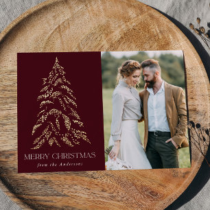 Sparkling Winter Pine Burgundy and Gold