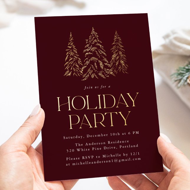 Sparkling Winter Pine Burgundy Holiday Party (Creator Uploaded)