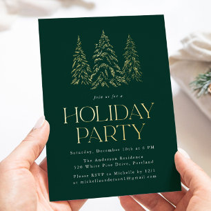Sparkling Winter Pine Green Holiday Party