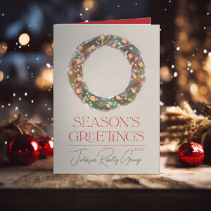 Sparkling Wreath Season's Greetings Holiday Card