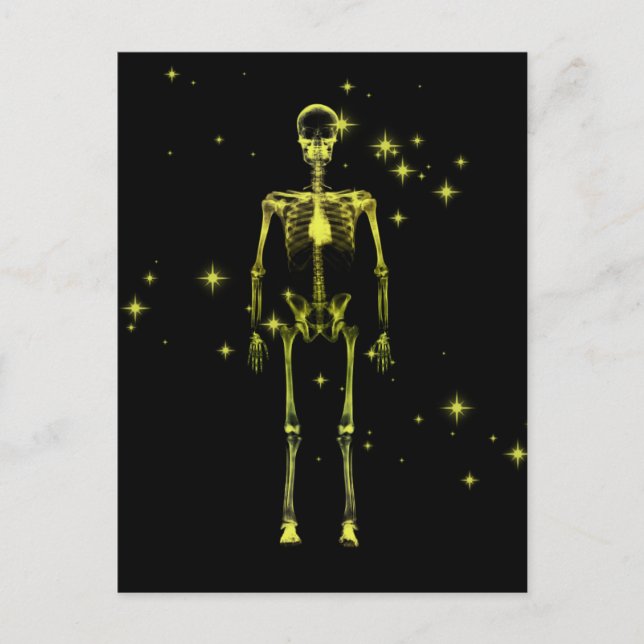 Sparkling X-Ray Skeleton - Yellow Postcard (Front)