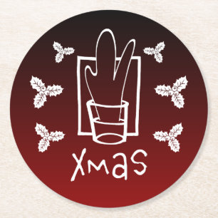 Sparkling Xmas Glass Round Paper Coaster