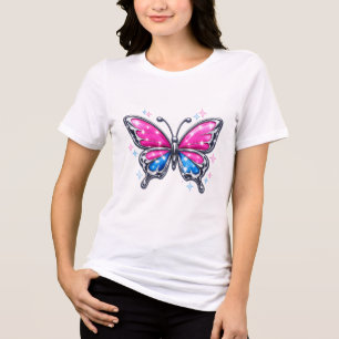 Sparkling Y2K Metallic Butterfly - Pink & Blue  Tri-Blend Shirt