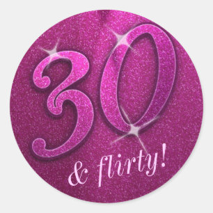 Sparkly 30 and Flirty Birthday Party Stickers