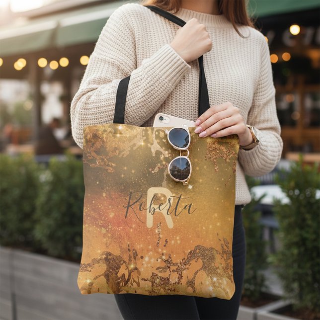 Sparkly Abstract Copper Bronze Modern Glam Chic  Tote Bag (Creator Uploaded)