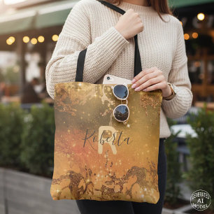 Sparkly Abstract Copper Bronze Modern Glam Chic Tote Bag