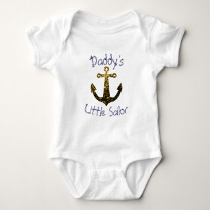 Sparkly Anchor Daddy's Little Sailor Personalise Baby Bodysuit