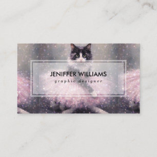 Sparkly Ballerina Cat in Pink Tutu Business Card