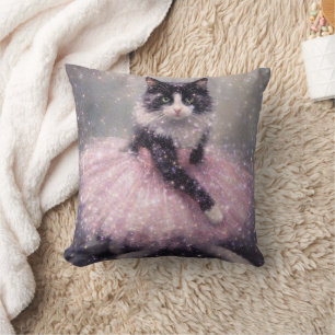 Sparkly Ballerina Cat in Pink Tutu Cushion