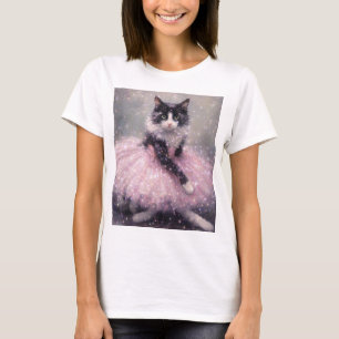 Sparkly Ballerina Cat in Pink Tutu T-Shirt