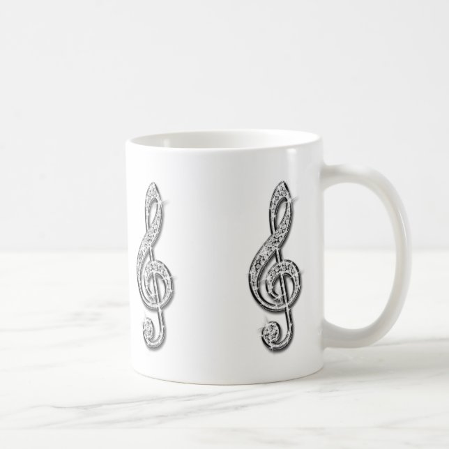 Sparkly Black And Silver Music Note Coffee Mug (Right)