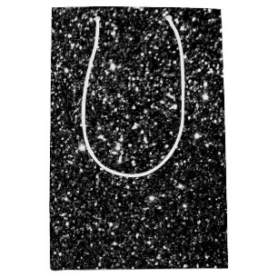 Sparkly Black Glitter Medium Gift Bag