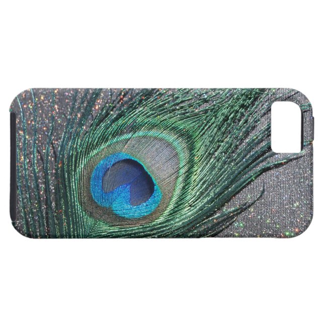 Sparkly Black Peacock Feather Still Life Case-Mate iPhone Case (Back Horizontal)