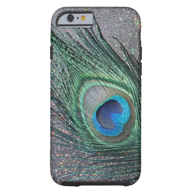 Sparkly Black Peacock Feather Still Life Case-Mate iPhone Case (Back)
